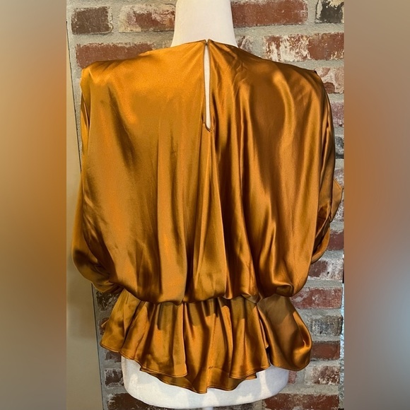 AMANDA UPRICHARD Odessa Silk Top In Antique Bronze | size XS - Picture 6 of 14